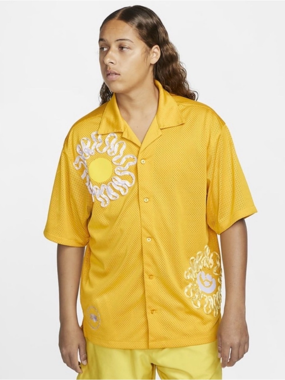 Nike uphoria project mesh button down shirt with sun details
